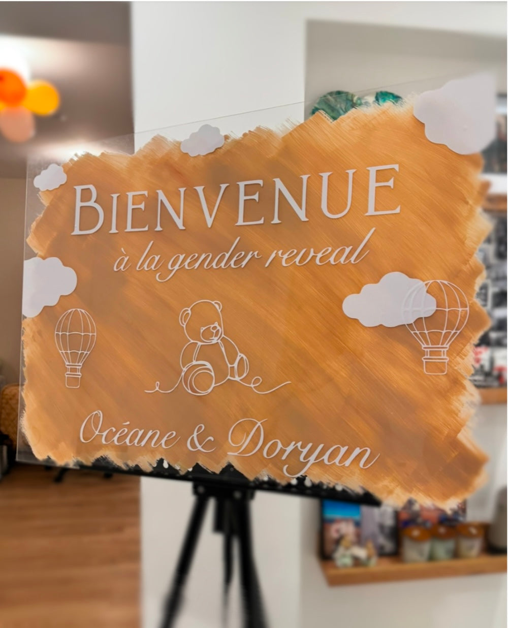 Panneau "Gender reveal" nuages