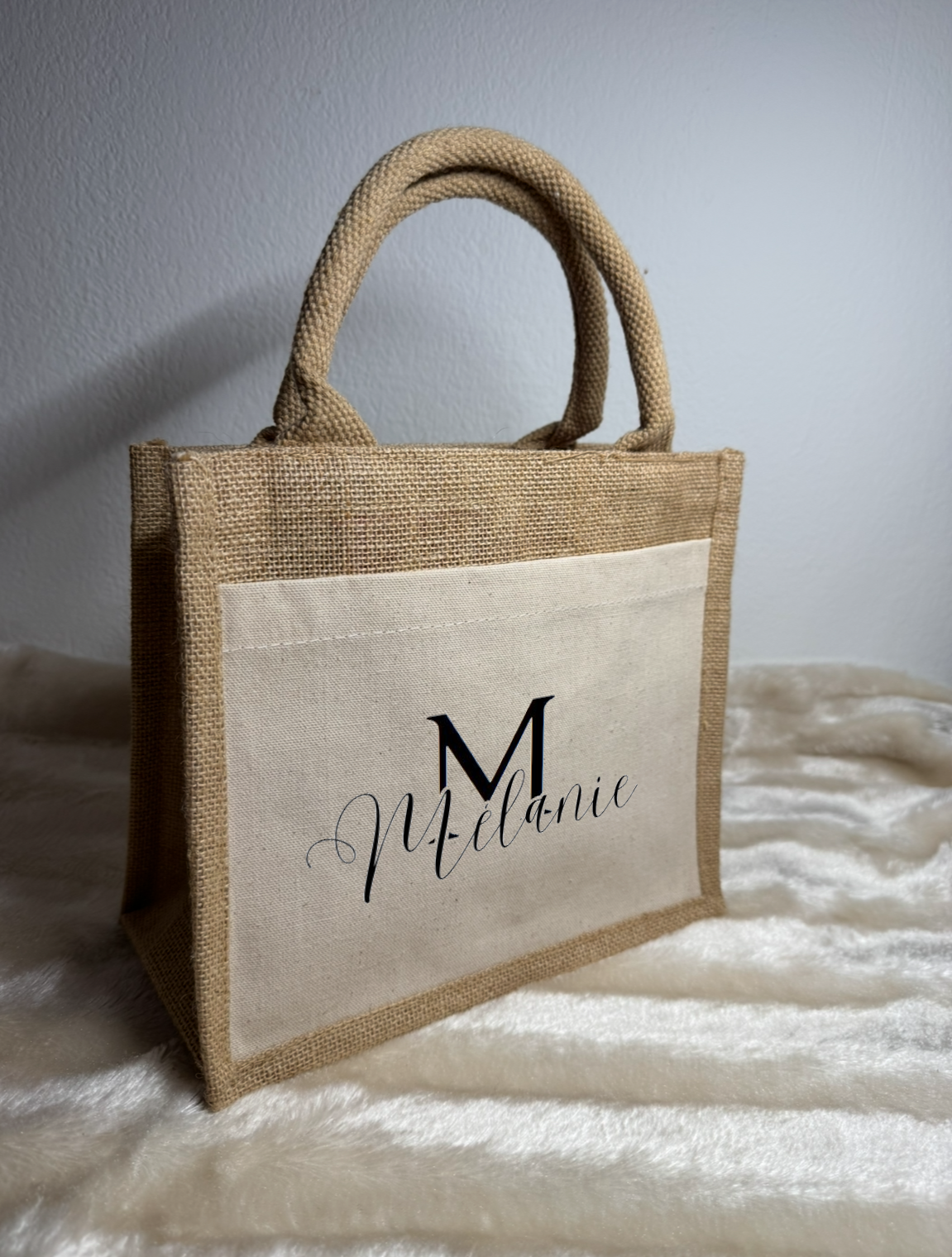 Sac jute lettre et prénom