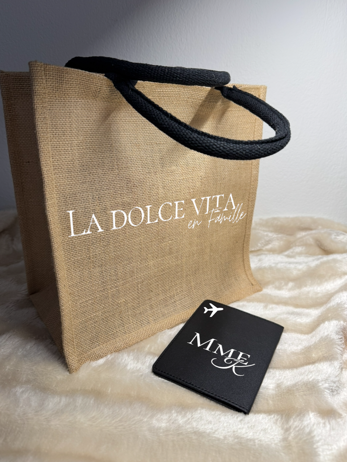 Duo inséparable sac en jute et protège passeport